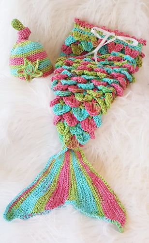 Hand Crocheted Newborn Mermaid Tail