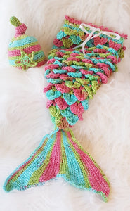Hand Crocheted Newborn Mermaid Tail